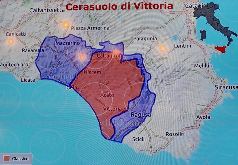 L'areale del Cerasuolo di Vittoria ricade in tre province: Ragusa, Catania e Caltanissetta 